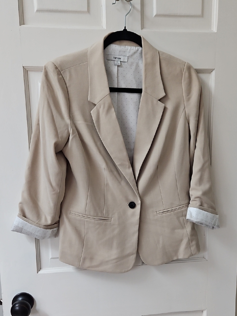 kensie Beige Single-Button Blazer Jacket
